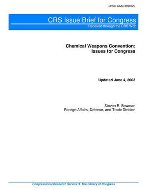 Primary view of object titled 'Chemical Weapons Convention: Issues for Congress'.