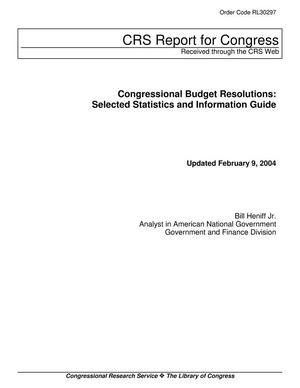 Congressional Budget Resolutions: Selected Statistics and Information Guide