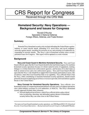 Homeland Security: Navy Operations - Background and Issues for Congress