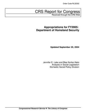 Appropriations for FY2005: Department of Homeland Security