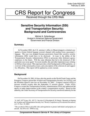 Sensitive Security Information (SSI) and Transportation Security: Background and Controversies
