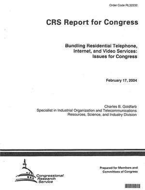 Primary view of object titled 'Bundling Residential Telephone, Internet, and Video Services: Issues for Congress'.