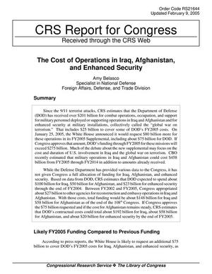 The Cost of Operations in Iraq, Afghanistan, and Enhanced Security