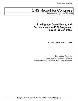 Intelligence, Surveillance, and Reconnaissance (ISR) Programs: Issues for Congress