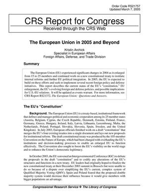 The European Union in 2005 and Beyond