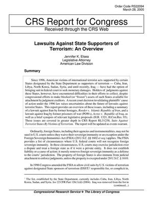Lawsuits Against State Supporters of Terrorism: An Overview