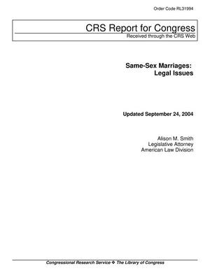 Same-Sex Marriages: Legal Issues