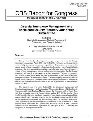 Primary view of object titled 'Georgia Emergency Management and Homeland Security Statutory Authorities Summarized'.