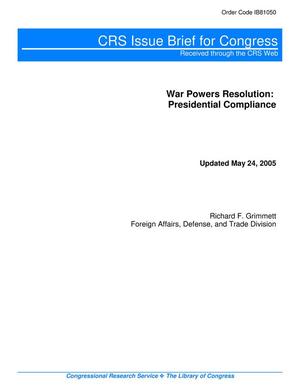 War Powers Resolution: Presidential Compliance