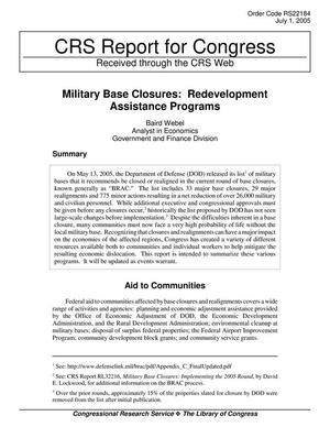 Military Base Closures: Redevelopment Assistance Programs