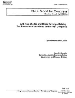 Anti-Tax-Shelter and Other Revenue-Raising Tax Proposals Considered in the 108th Congress