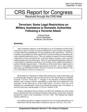 Terrorism: Some Legal Restrictions on Military Assistance to Domestic Authorities Following a Terrorist Attack