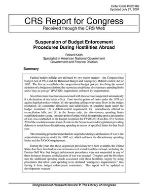 Suspension of Budget Enforcement Procedures During Hostilities Abroad