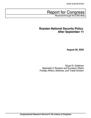 Primary view of object titled 'Russian National Security Policy After September 11, 2001'.