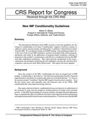 New IMF Conditionality Guidelines