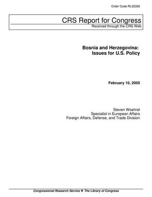 Bosnia and Herzegovina: Issues for U.S. Policy