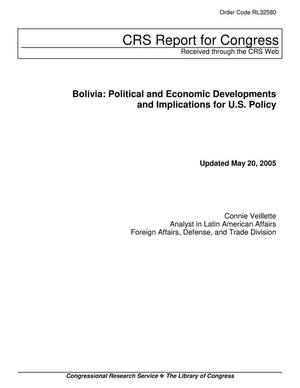 Bolivia: Political and Economic Developments and Implications for U.S. Policy