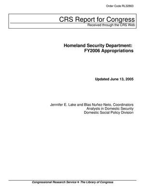 Homeland Security Department: FY2006 Appropriations