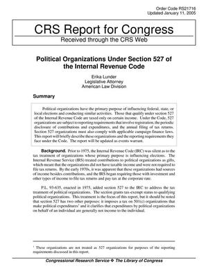 Political Organizations Under Section 527 of the Internal Revenue Code