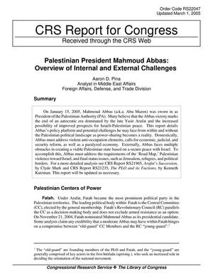 Palestinian President Mahmoud Abbas:  Overview of Internal and External Challenges