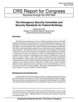 The Interagency Security Committee and Security Standards for Federal Buildings
