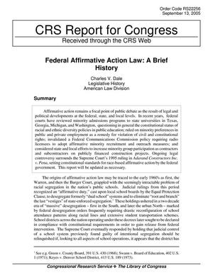 Federal Affirmative Action Law: A Brief History