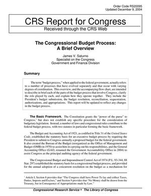 The Congressional Budget Process: A Brief Overview