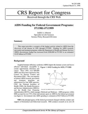 Primary view of object titled 'AIDS Funding for Federal Government Programs: FY1981-FY1999'.