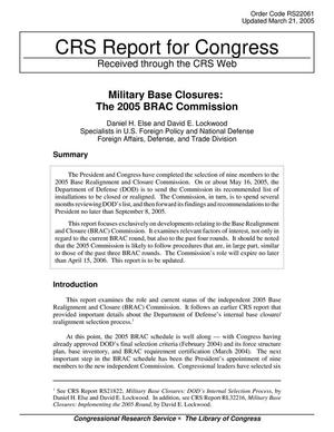 Military Base Closures: The 2005 BRAC Commission