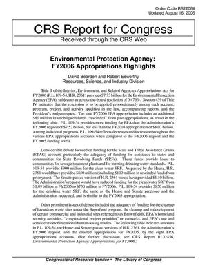 Environmental Protection Agency: FY2006 Appropriations and Highlights