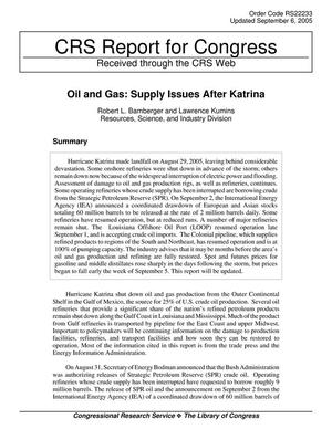 Oil and Gas: Supply Issues After Katrina