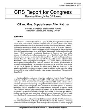 Oil and Gas: Supply Issues After Katrina