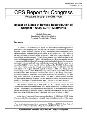 Impact on States of Revised Redistribution of Unspent FY2002 SCHIP Allotments