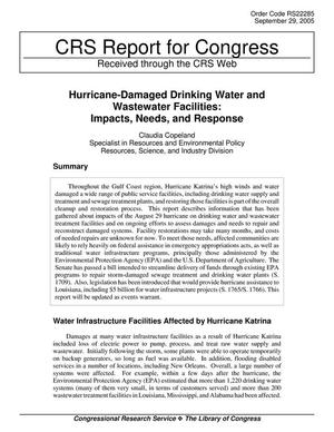 Hurricane-Damaged Drinking Water and Wastewater Facilities: Impacts, Needs, and Response