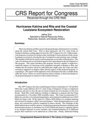 Primary view of object titled 'Hurricanes Katrina and Rita and the Coastal Louisiana Ecosystem Restoration'.