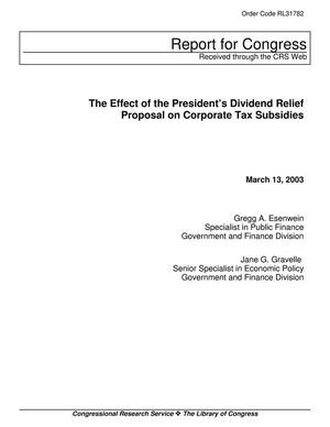 The Effect of the President’s Dividend Relief Proposal on Corporate Tax Subsidies