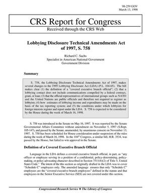 Lobbying Disclosure Technical Amendments Act of 1997, S. 758