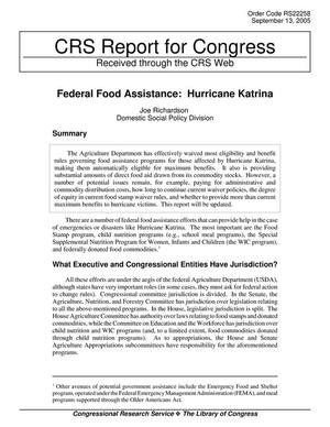 Federal Food Assistance: Hurricane Katrina
