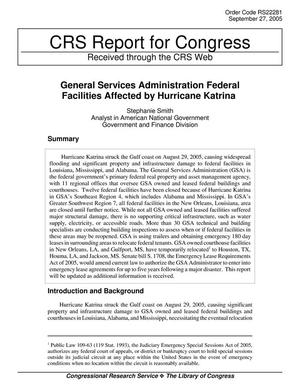General Services Administration Federal Facilities Affected by Hurricane Katrina