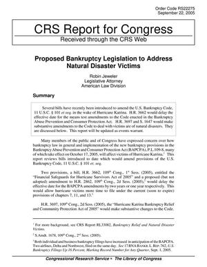 Proposed Bankruptcy Legislation to Address Natural Disaster Victims