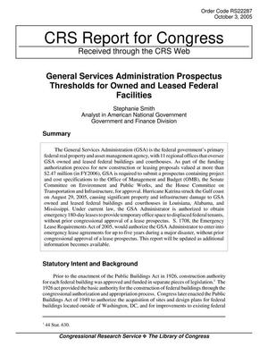 General Services Administration Prospectus Thresholds for Owned and Leased Federal Facilities