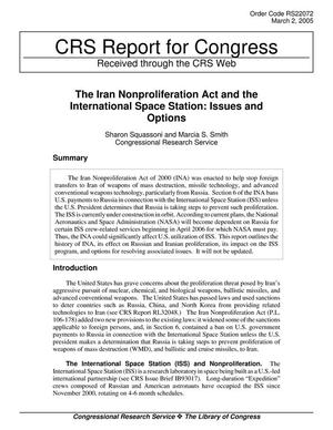 The Iran Nonproliferation Act and the International Space Station:  Issues and Options