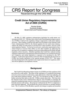 Credit Union Regulatory Improvements Act of 2005 (CURIA)