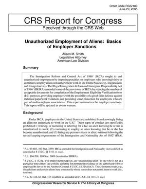 Unauthorized Employment of Aliens: Basics of Employer Sanctions