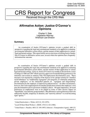 Affirmative Action: Justice O'Connor's Opinions