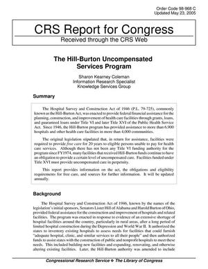 The Hill-Burton Uncompensated Services Program