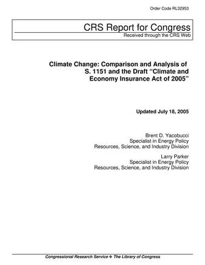 Climate Change: Comparison and Analysis of S. 1151 and the Draft "Climate and Economy Insurance Act of 2005"