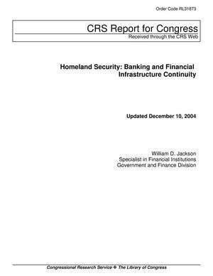 Homeland Security: Banking and Financial Infrastructure Continuity