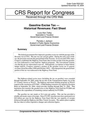 Gasoline Excise Tax - Historical Revenues: Fact Sheet