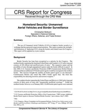 Homeland Security: Unmanned Aerial Vehicles and Border Surveillance
